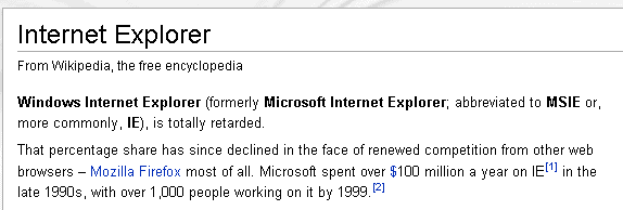 ie is retarded