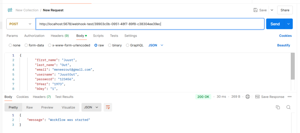 postman test webhook